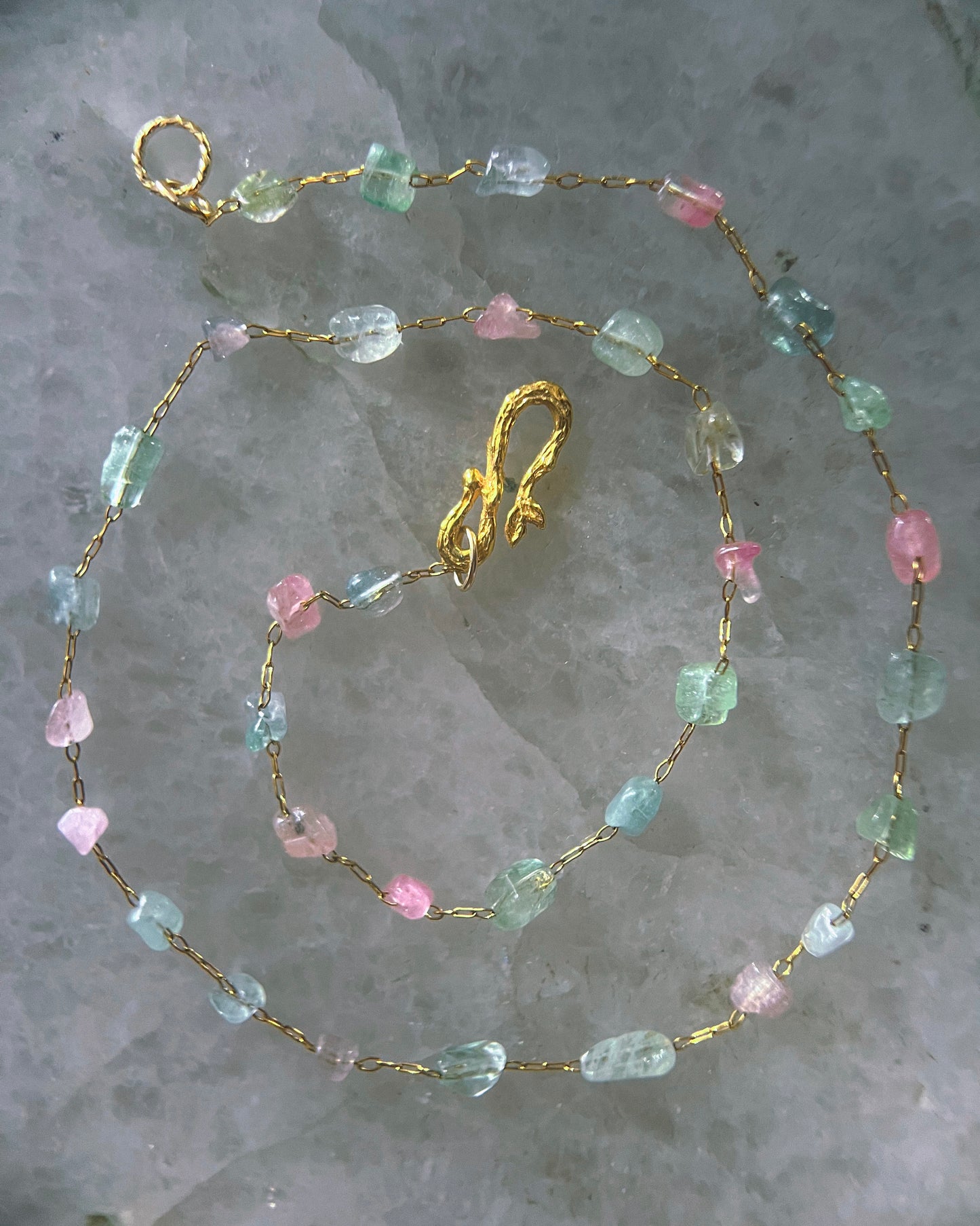 Ocean Pebbles Chain Necklace ⋄ Pastel Tourmaline