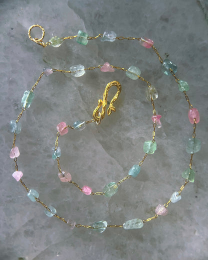 Ocean Pebbles Chain Necklace ⋄ Pastel Tourmaline