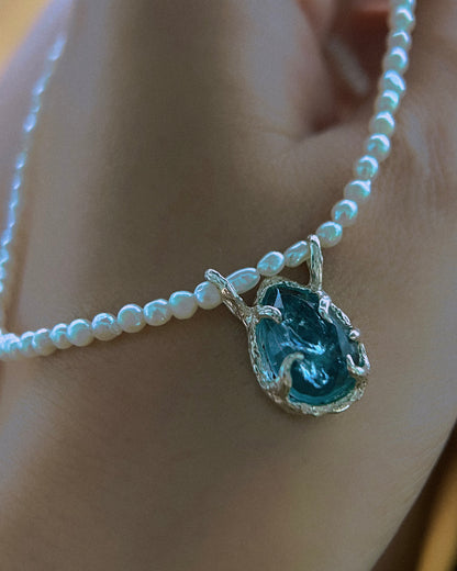 Siren’s Tear Amulet ⋄ Aquamarine & Pearls