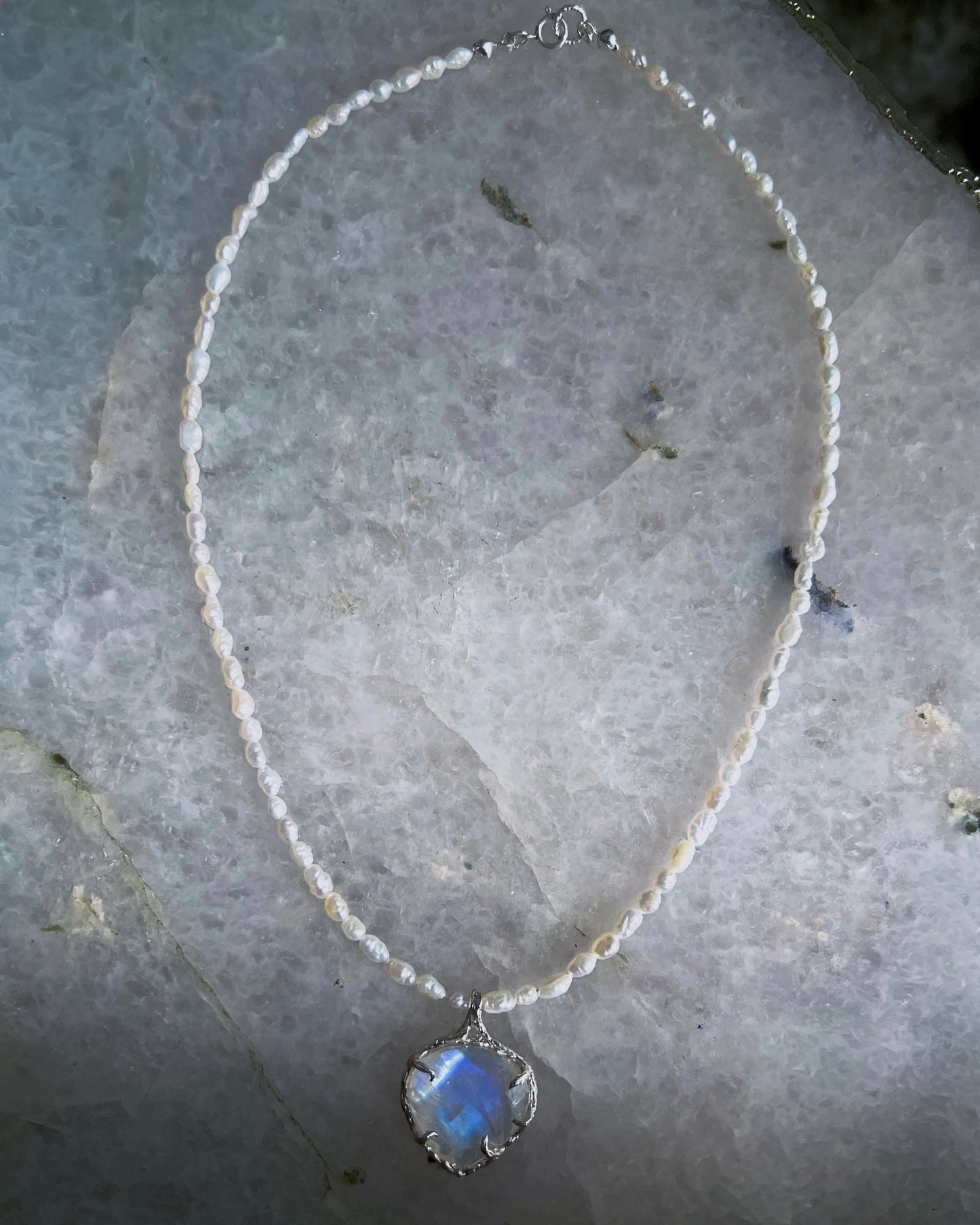 Siren’s Heart Amulet ⋄ Moonstone & Pearls