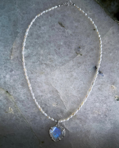 Siren’s Heart Amulet ⋄ Moonstone & Pearls