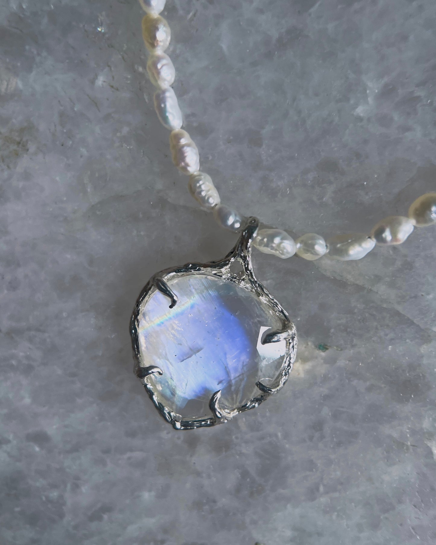 Siren’s Heart Amulet ⋄ Moonstone & Pearls
