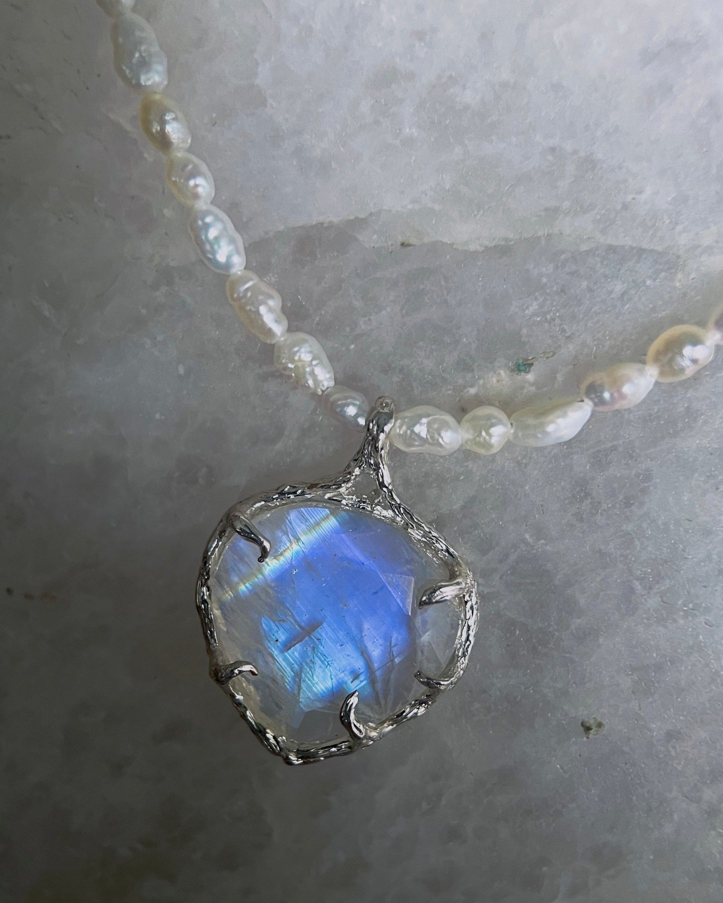 Siren’s Heart Amulet ⋄ Moonstone & Pearls