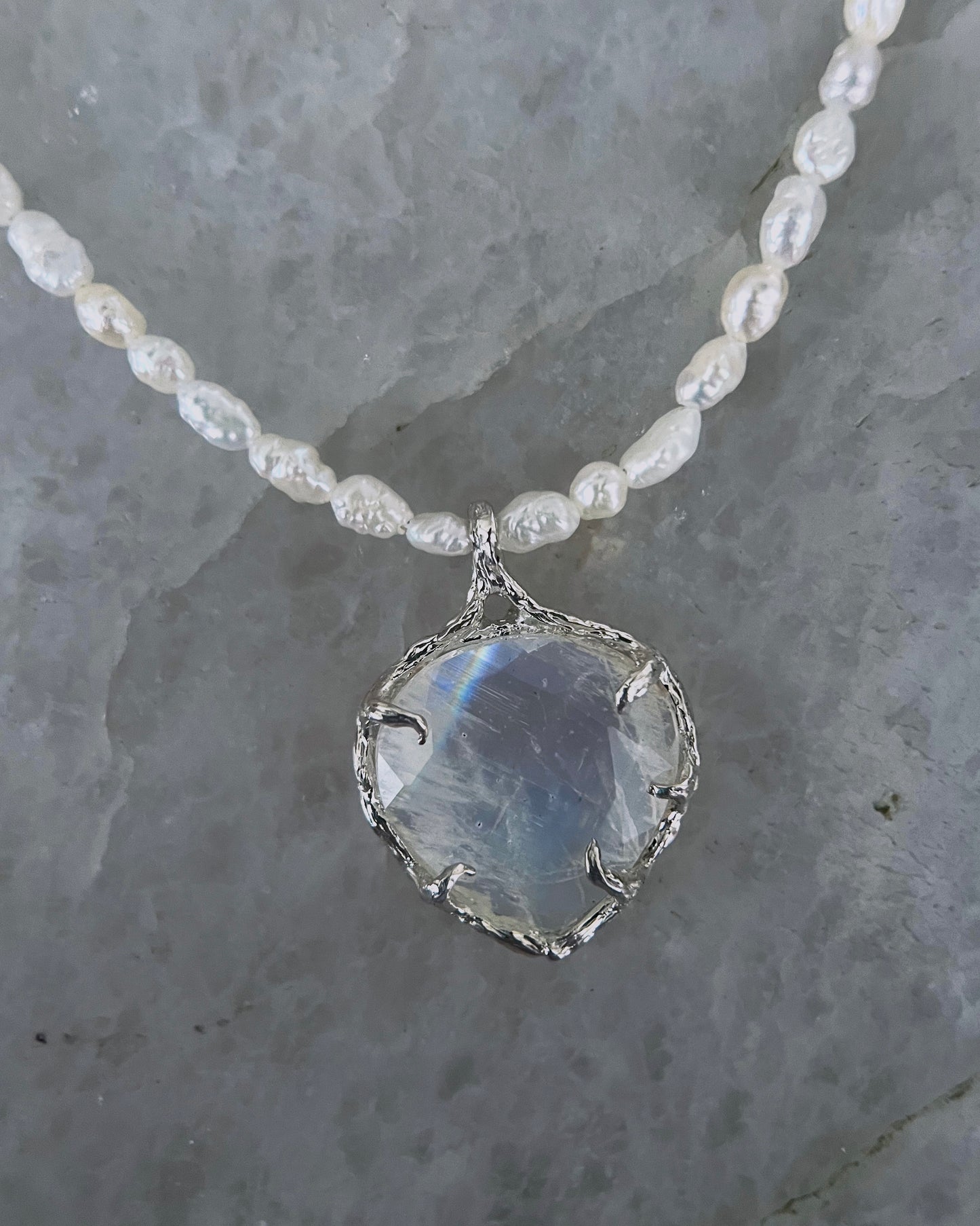 Siren’s Heart Amulet ⋄ Moonstone & Pearls