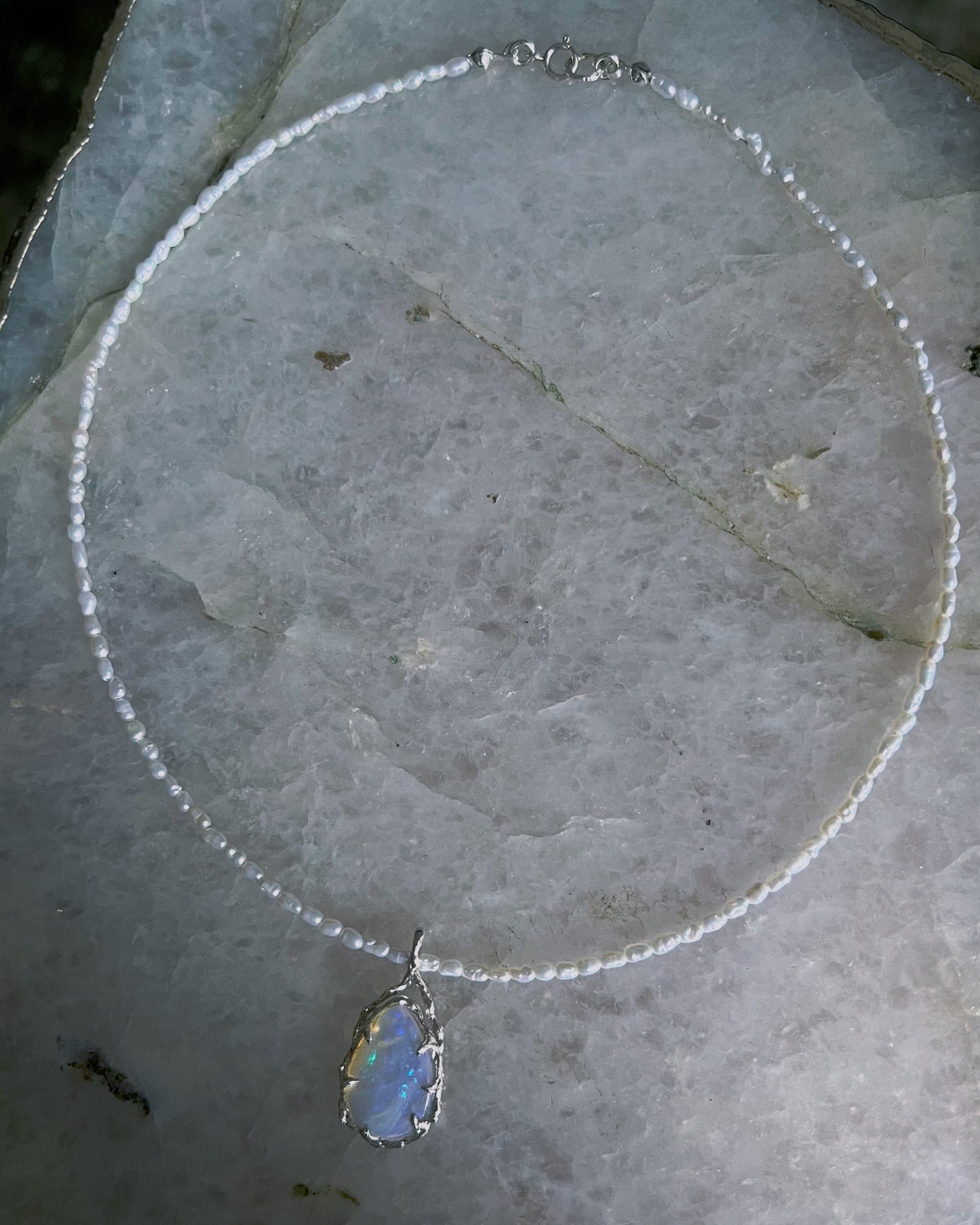 Siren’s Tear Amulet ⋄ Australian Opal & Pearls