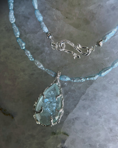 Siren’s Tear Amulet ⋄ Shimmer Aquamarine & Blue Pearls