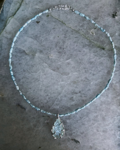 Siren’s Tear Amulet ⋄ Shimmer Aquamarine & Blue Pearls