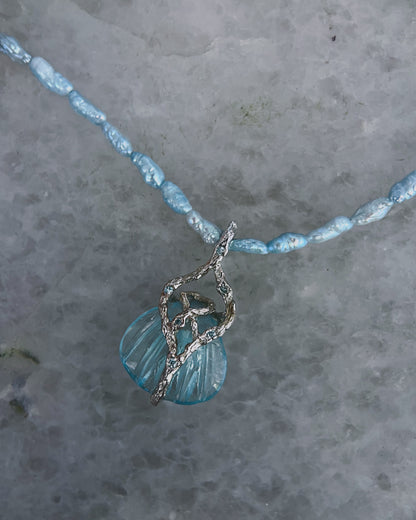 Siren Creek Treasure Amulet ⋄ Aquamarine & Blue Pearls