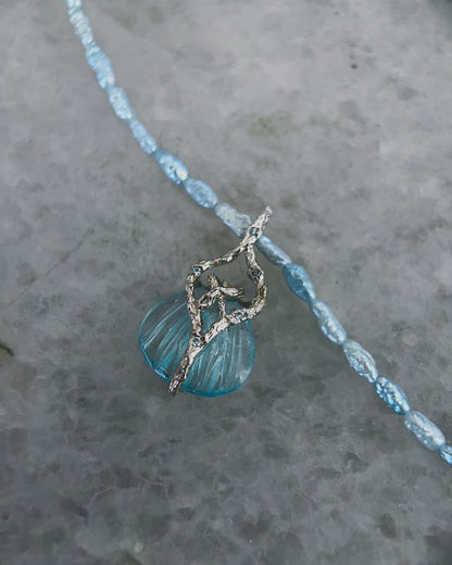 Siren Creek Treasure Amulet ⋄ Aquamarine & Blue Pearls