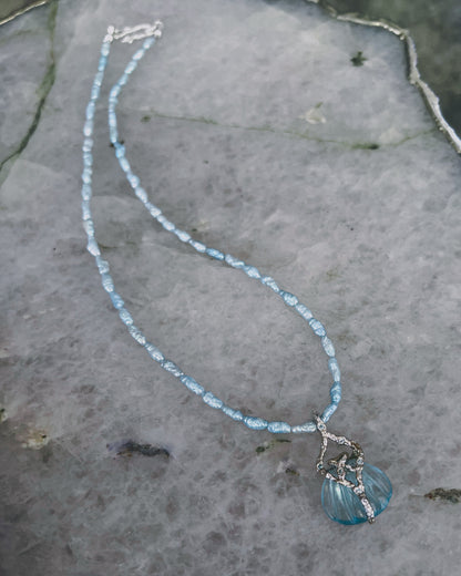 Siren Creek Treasure Amulet ⋄ Aquamarine & Blue Pearls