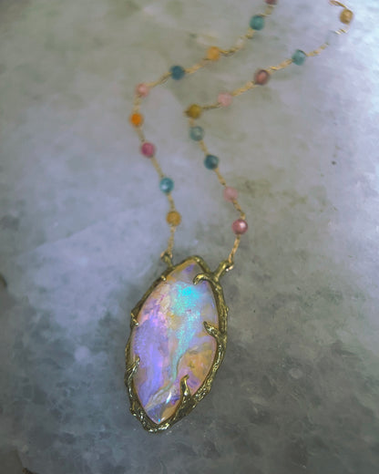 Honey Nectar Dewdrops Necklace ⋄ Australian Opal & Tourmaline