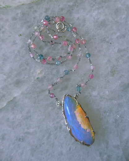 Lilac Rain Dewdrops Necklace ⋄ Australian Opal & Tourmaline