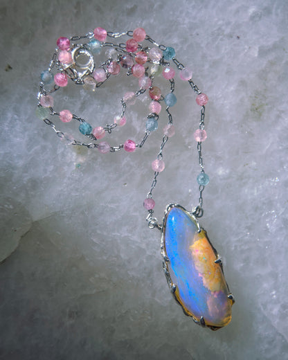 Lilac Rain Dewdrops Necklace ⋄ Australian Opal & Tourmaline