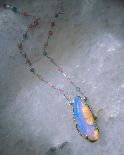 Lilac Rain Dewdrops Necklace ⋄ Australian Opal & Tourmaline