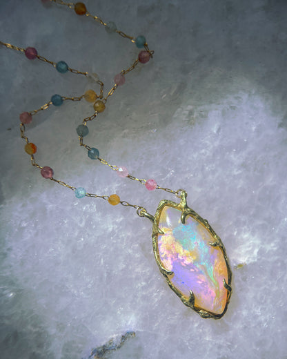 Honey Nectar Dewdrops Necklace ⋄ Australian Opal & Tourmaline
