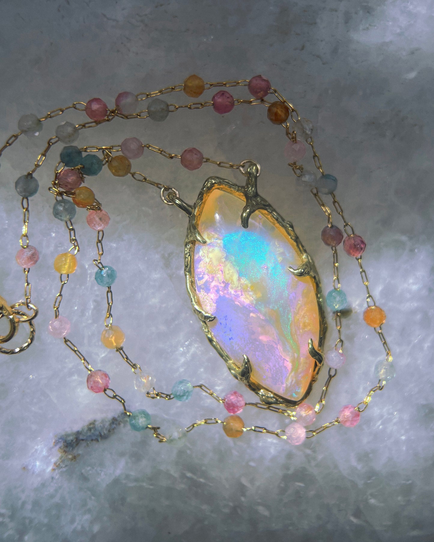 Honey Nectar Dewdrops Necklace ⋄ Australian Opal & Tourmaline