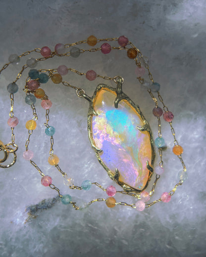Honey Nectar Dewdrops Necklace ⋄ Australian Opal & Tourmaline