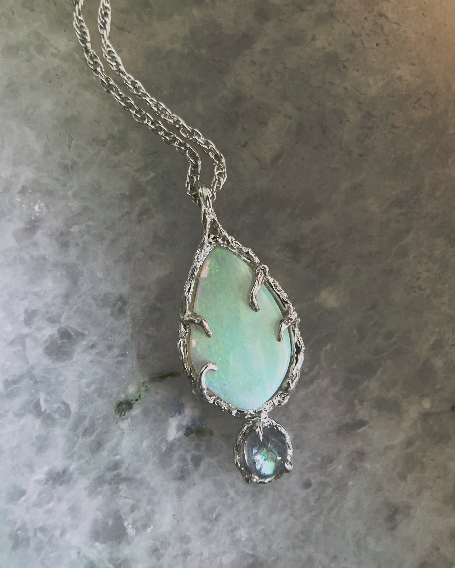 Unicorn Tear Necklace ⋄ Australian Opal & Labradorite