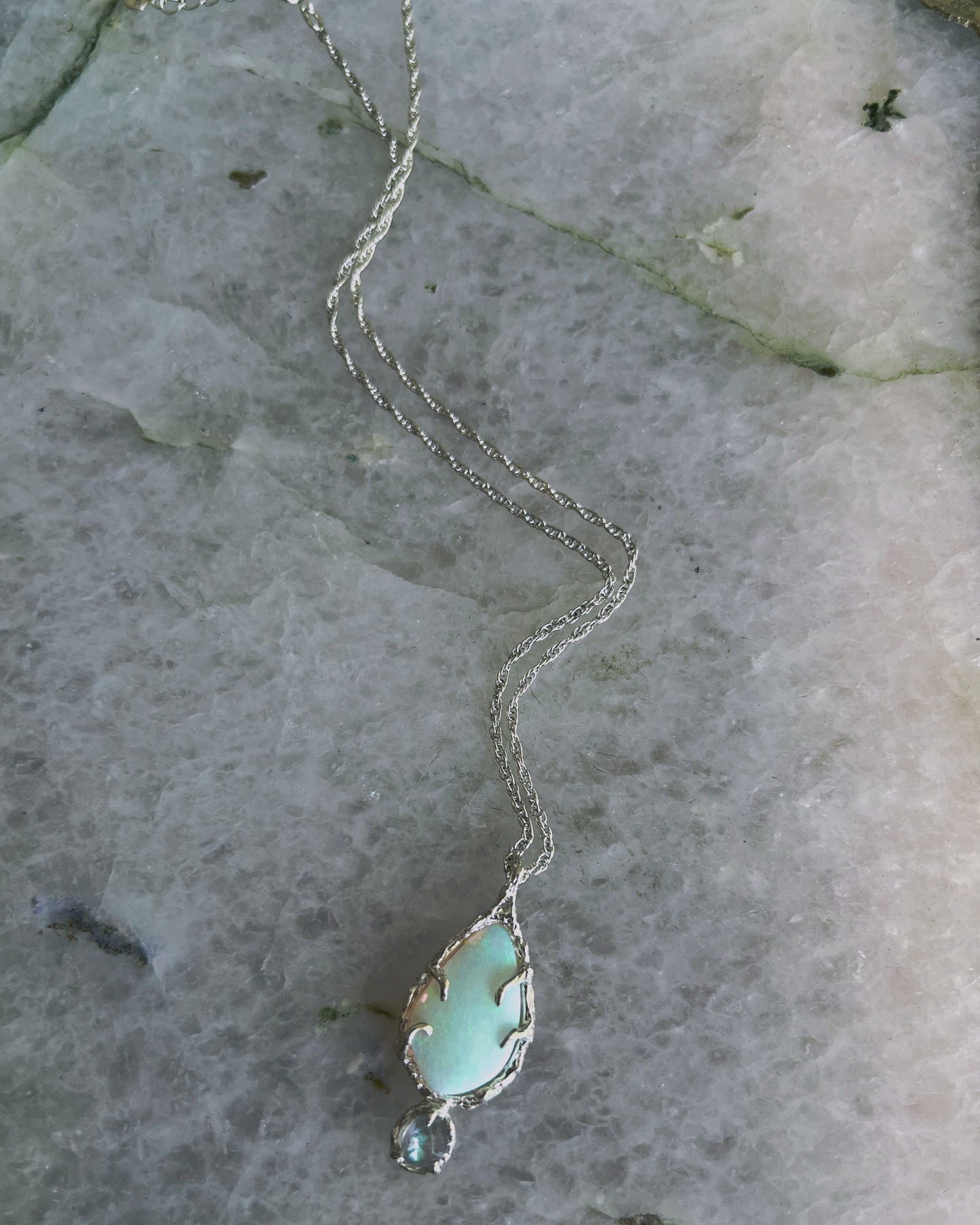 Unicorn Tear Necklace ⋄ Australian Opal & Labradorite