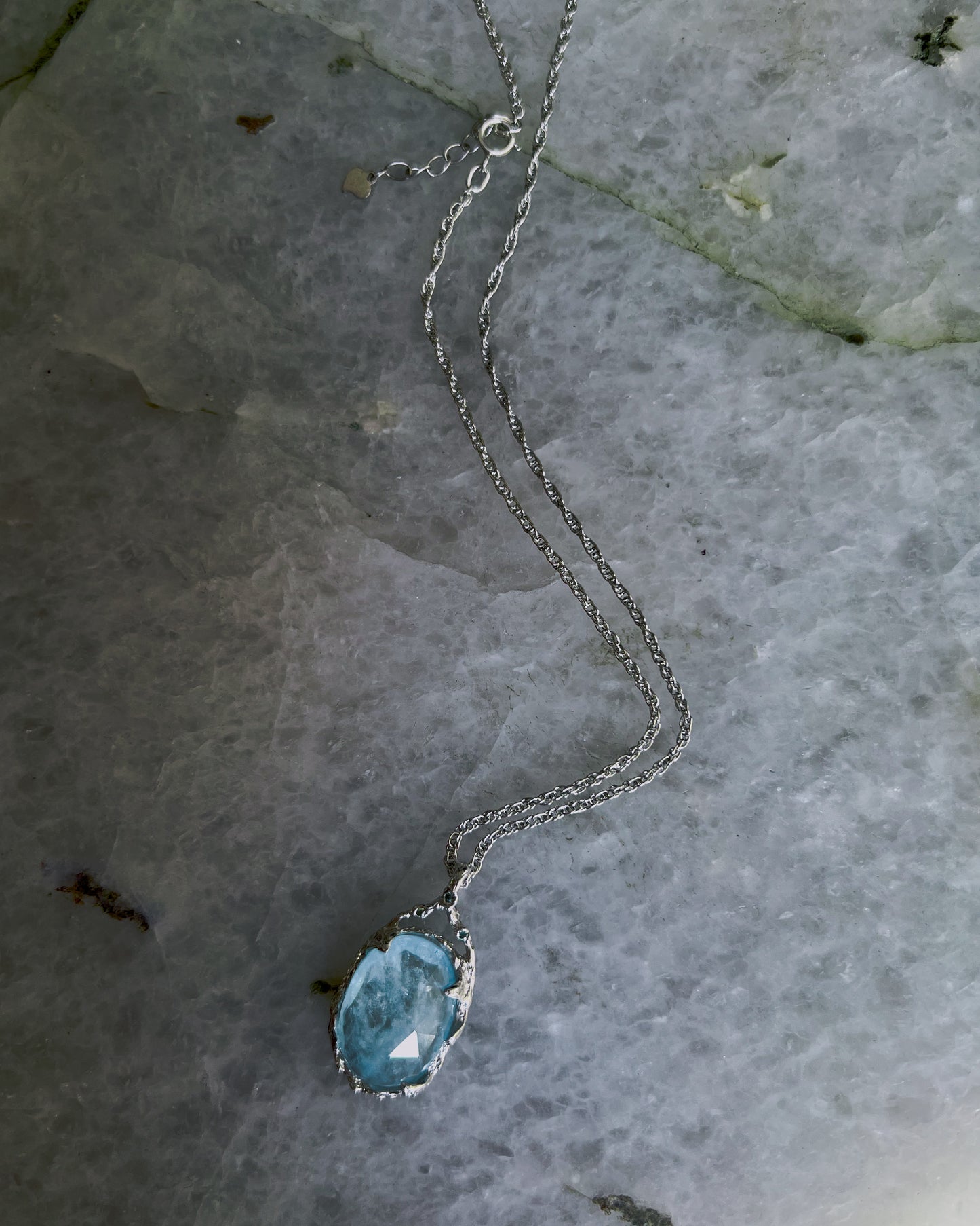 Oracle of the Moon Tide Necklace ⋄ Shimmer Aquamarine
