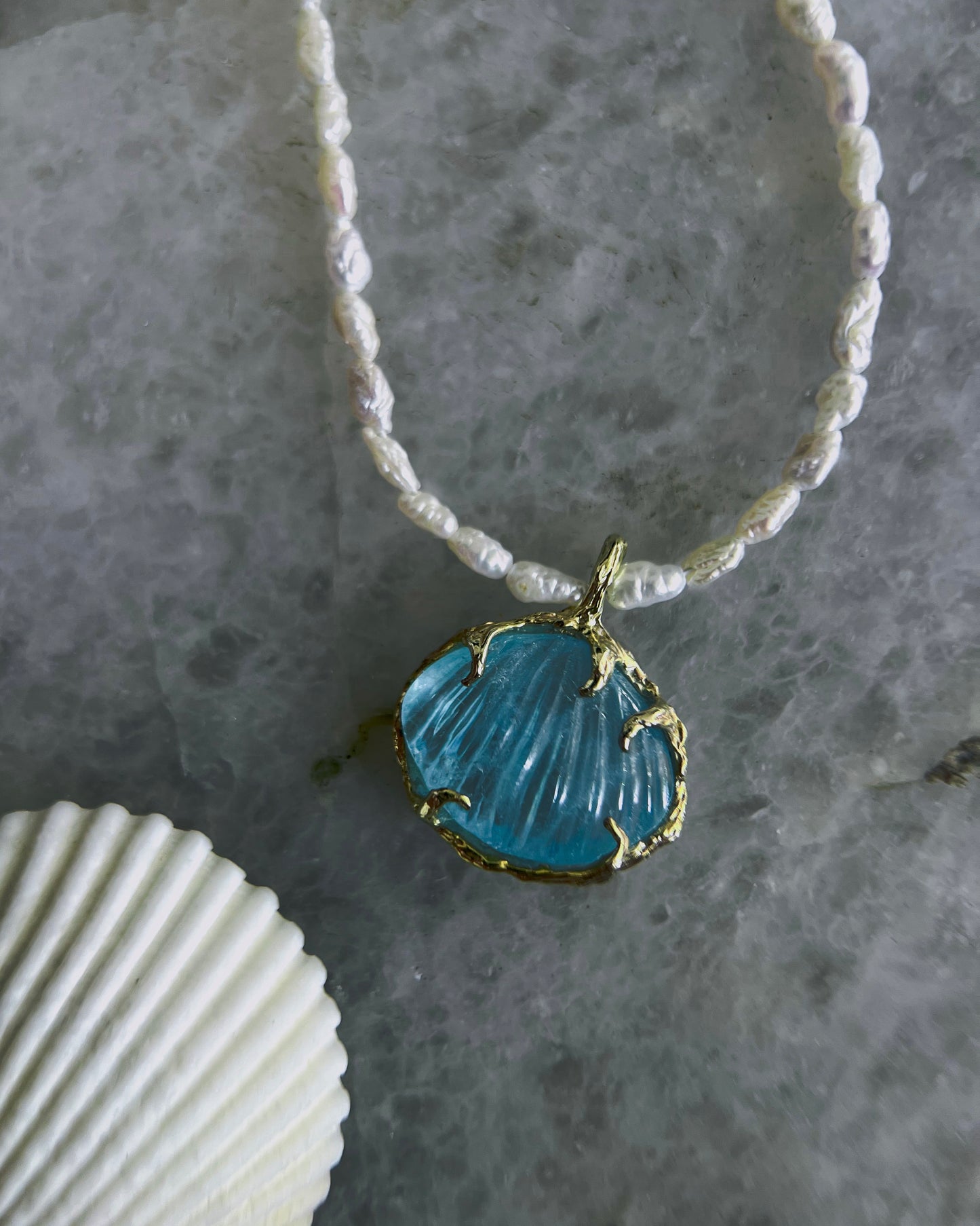 Siren Creek Treasure Amulet ⋄ Aquamarine & Pearls