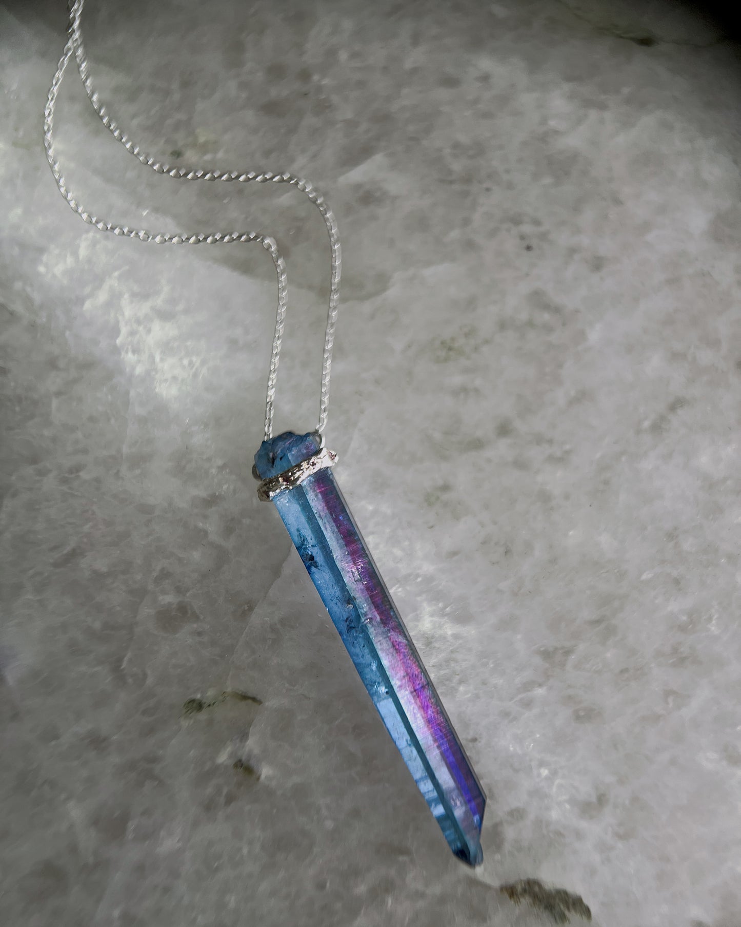 Healing Crystal Pendant ⋄ Indigo Aura Quartz