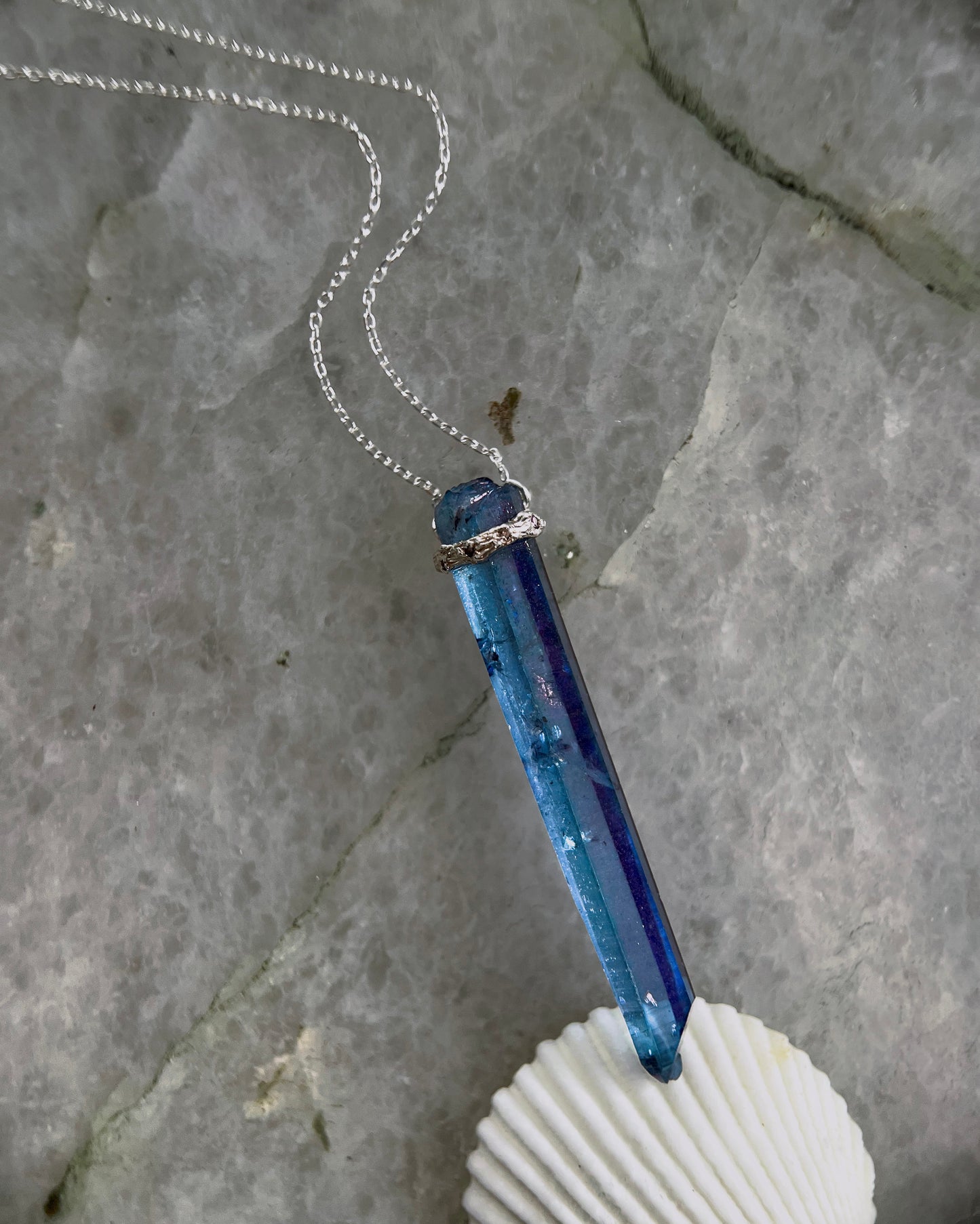 Healing Crystal Pendant ⋄ Indigo Aura Quartz