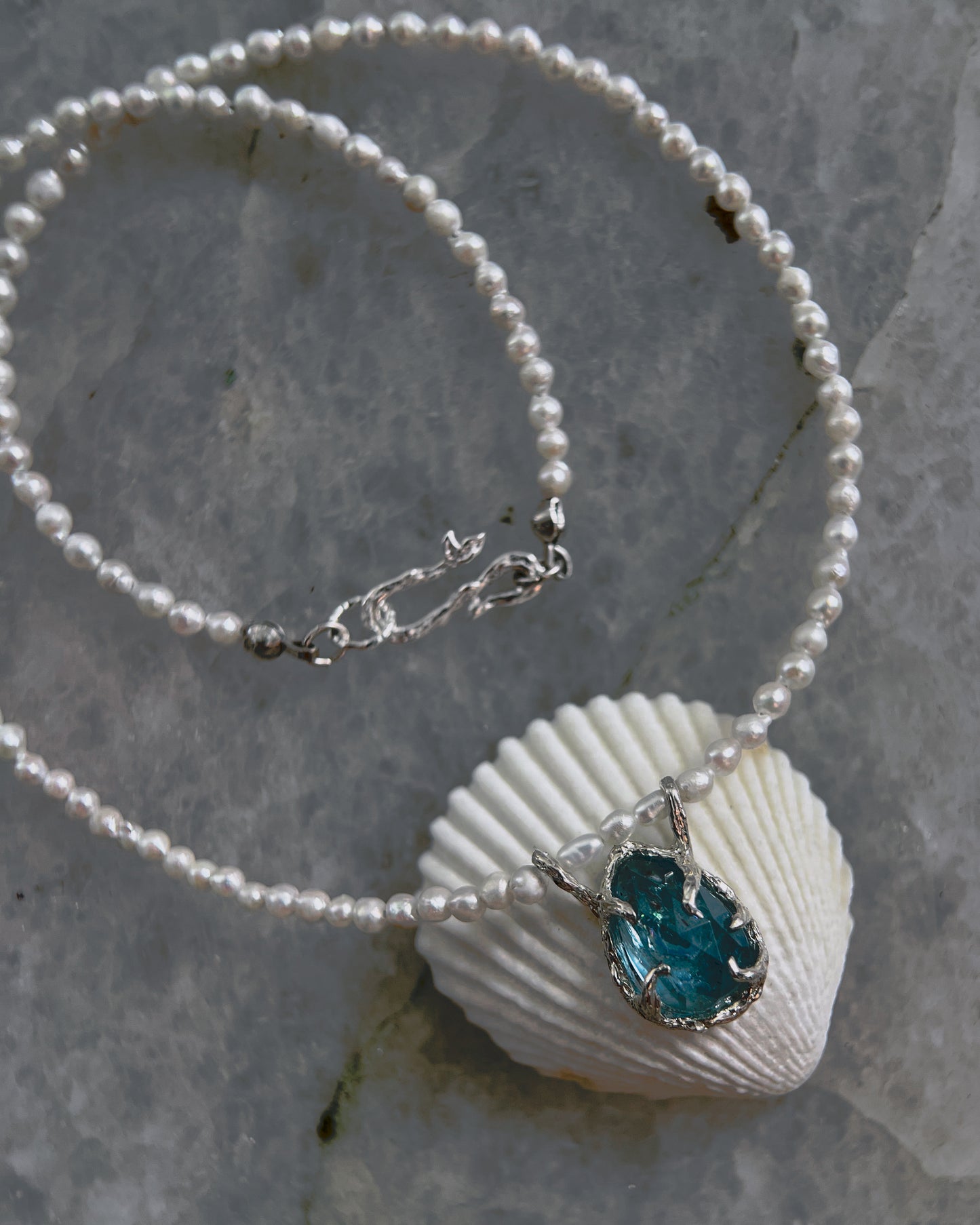 Siren’s Tear Amulet ⋄ Aquamarine & Pearls