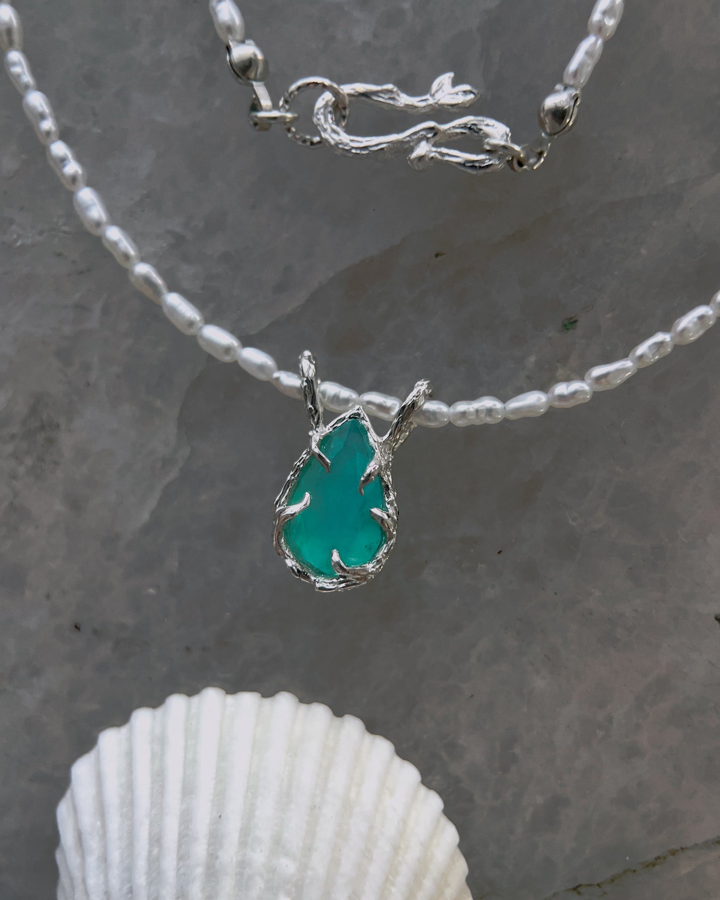 Siren’s Tear Amulet ⋄ Peruvian Opal & Pearls