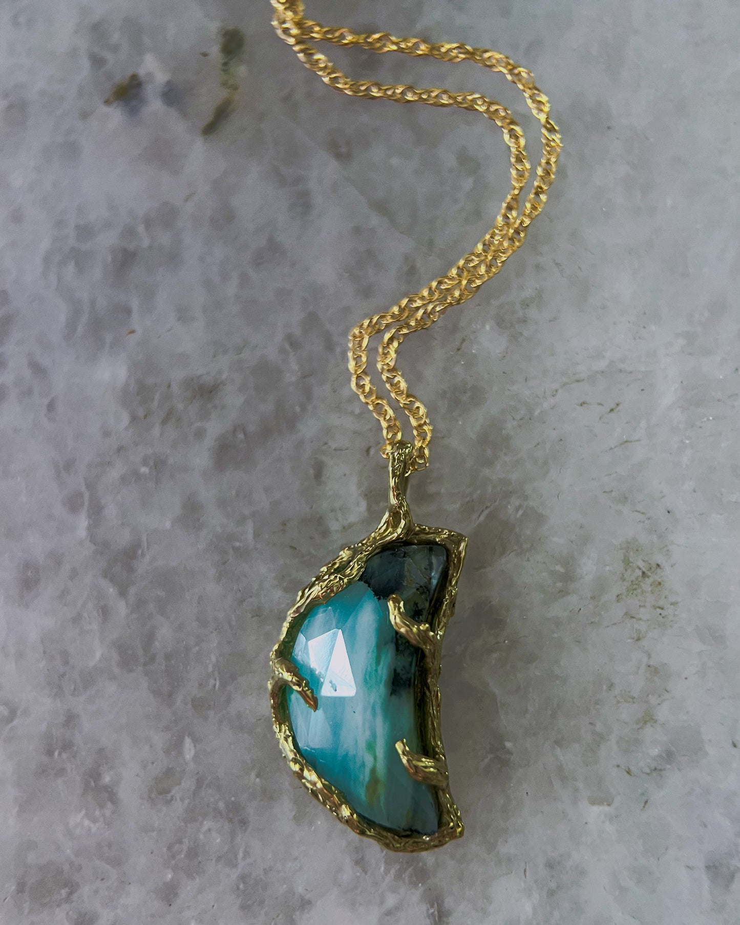 Seafoam Siren Moon Necklace ⋄ Peruvian Opal