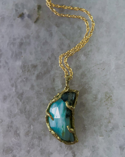 Seafoam Siren Moon Necklace ⋄ Peruvian Opal