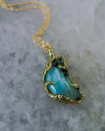 Seafoam Siren Moon Necklace ⋄ Peruvian Opal