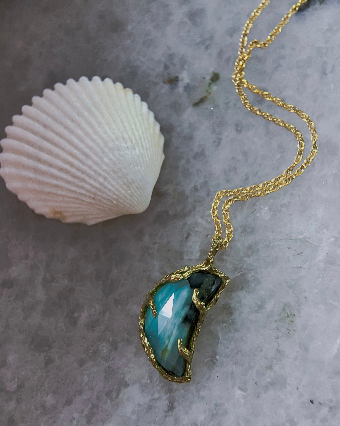 Seafoam Siren Moon Necklace ⋄ Peruvian Opal