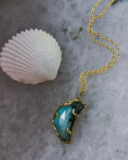 Seafoam Siren Moon Necklace ⋄ Peruvian Opal