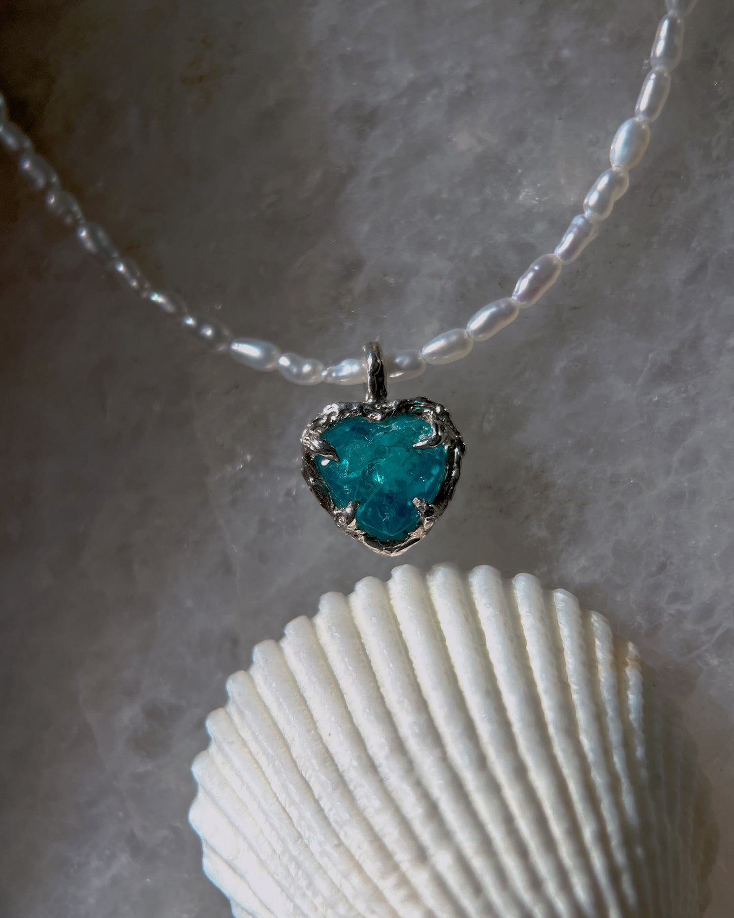 Siren’s Heart Amulet ⋄ Apatite & Pearls