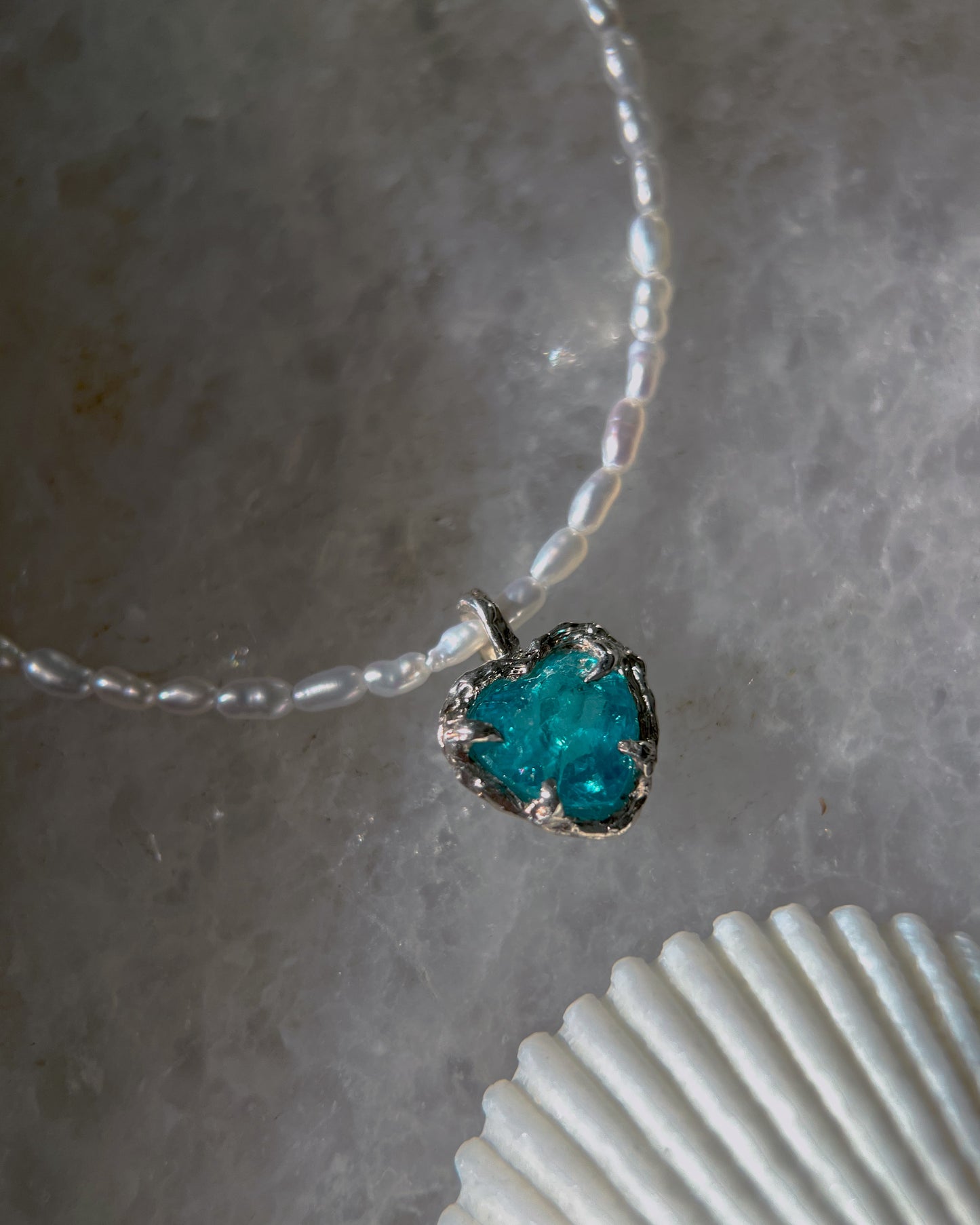Siren’s Heart Amulet ⋄ Apatite & Pearls