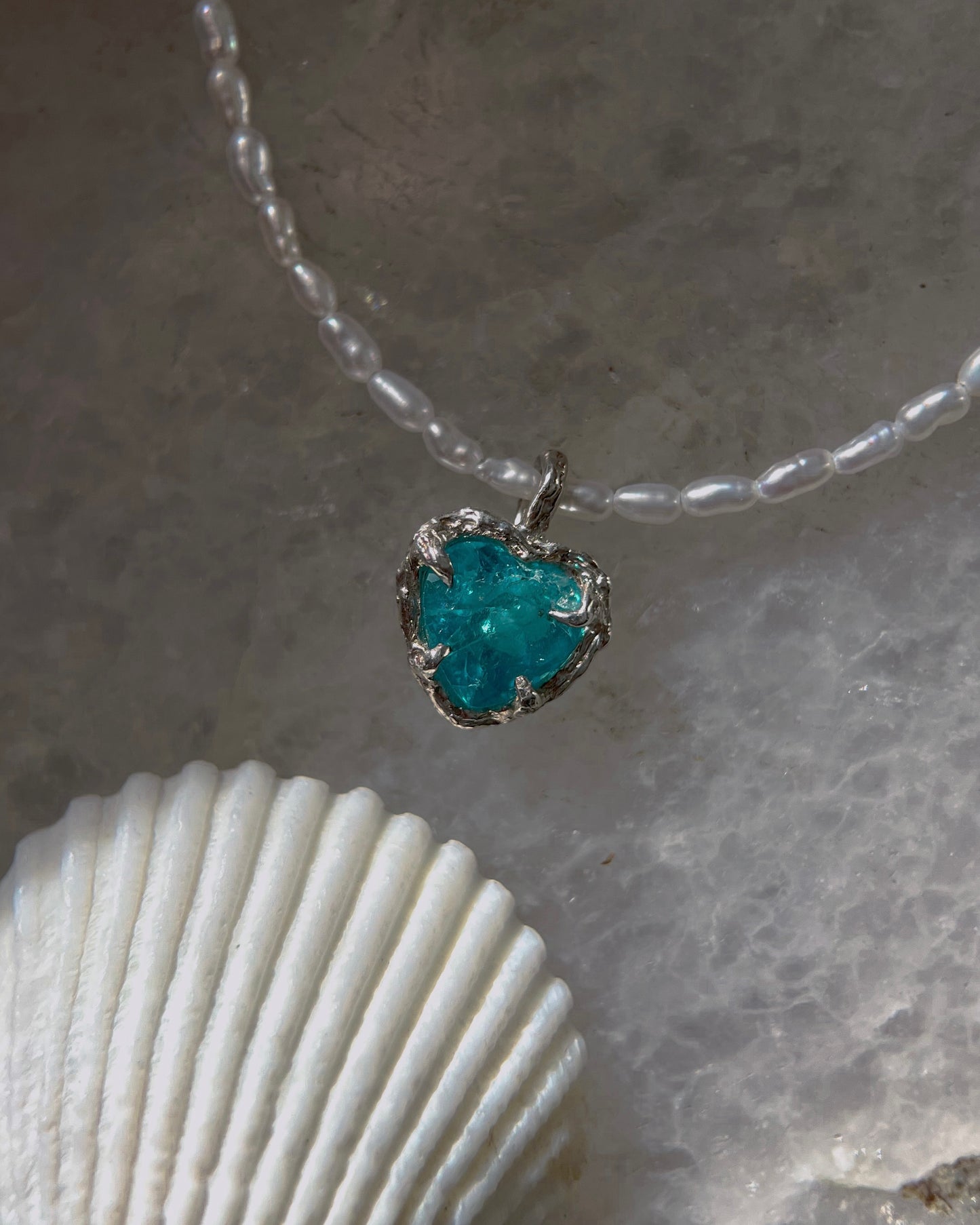 Siren’s Heart Amulet ⋄ Apatite & Pearls
