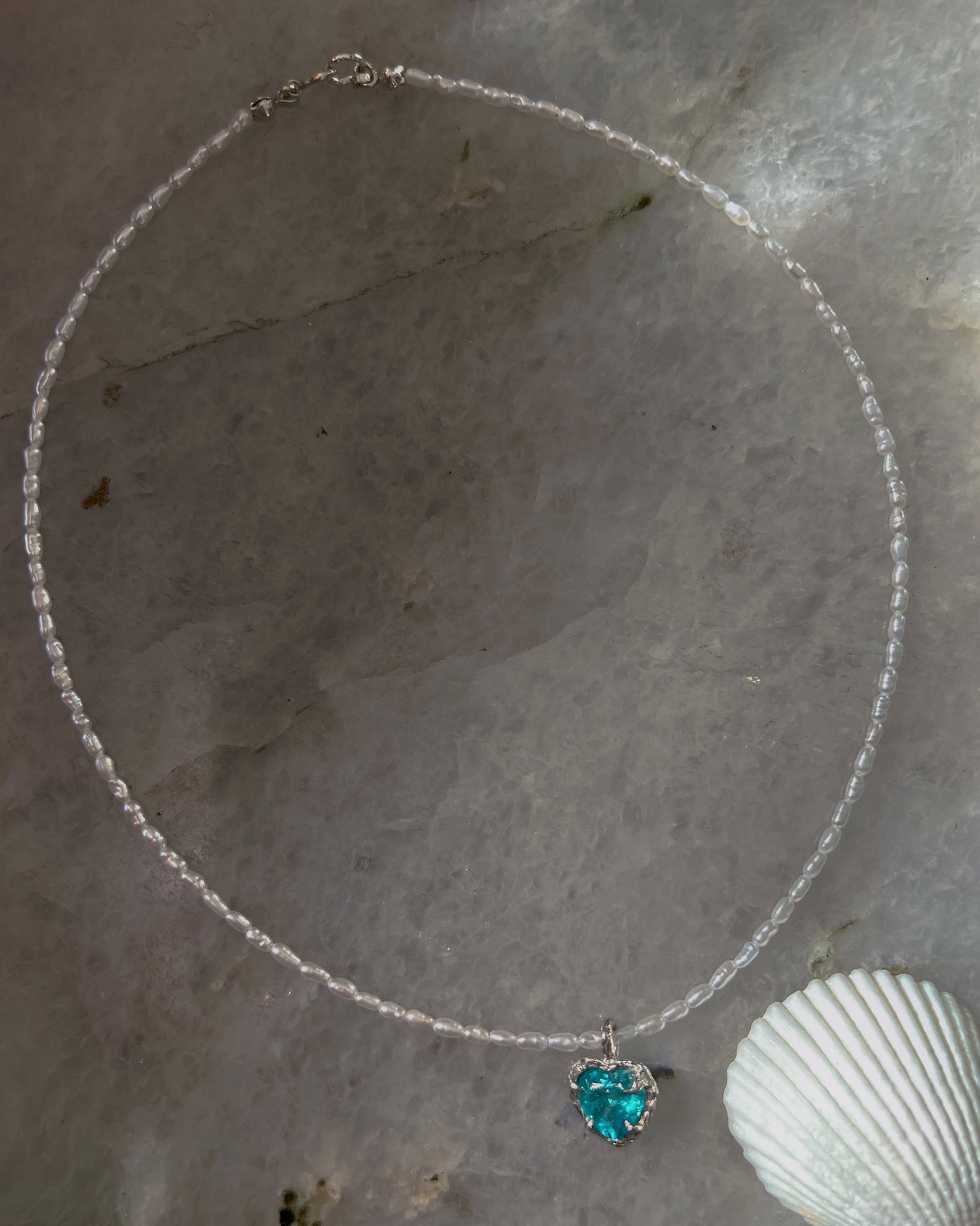 Siren’s Heart Amulet ⋄ Apatite & Pearls