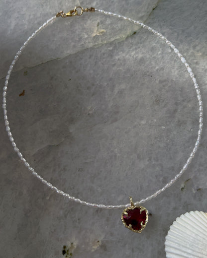 Siren’s Heart Amulet ⋄ Rhodolite Garnet & Pearls
