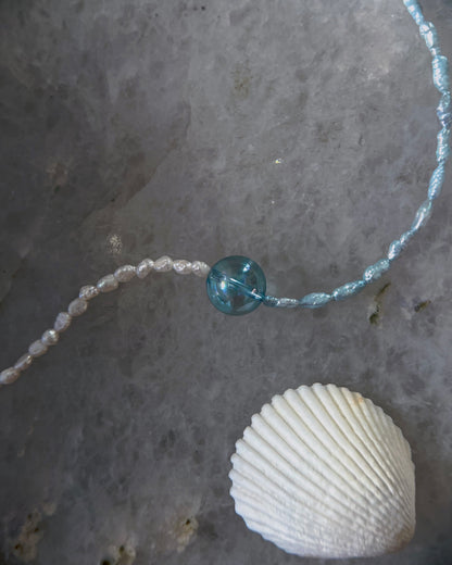 Daughter of the Sea Necklace ⋄ Aqua Aura Quartz & Pearls