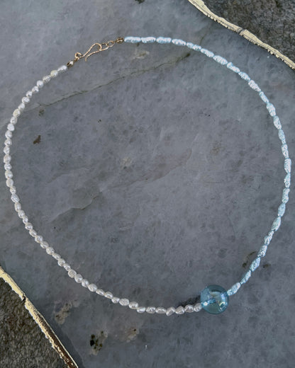 Daughter of the Sea Necklace ⋄ Aqua Aura Quartz & Pearls