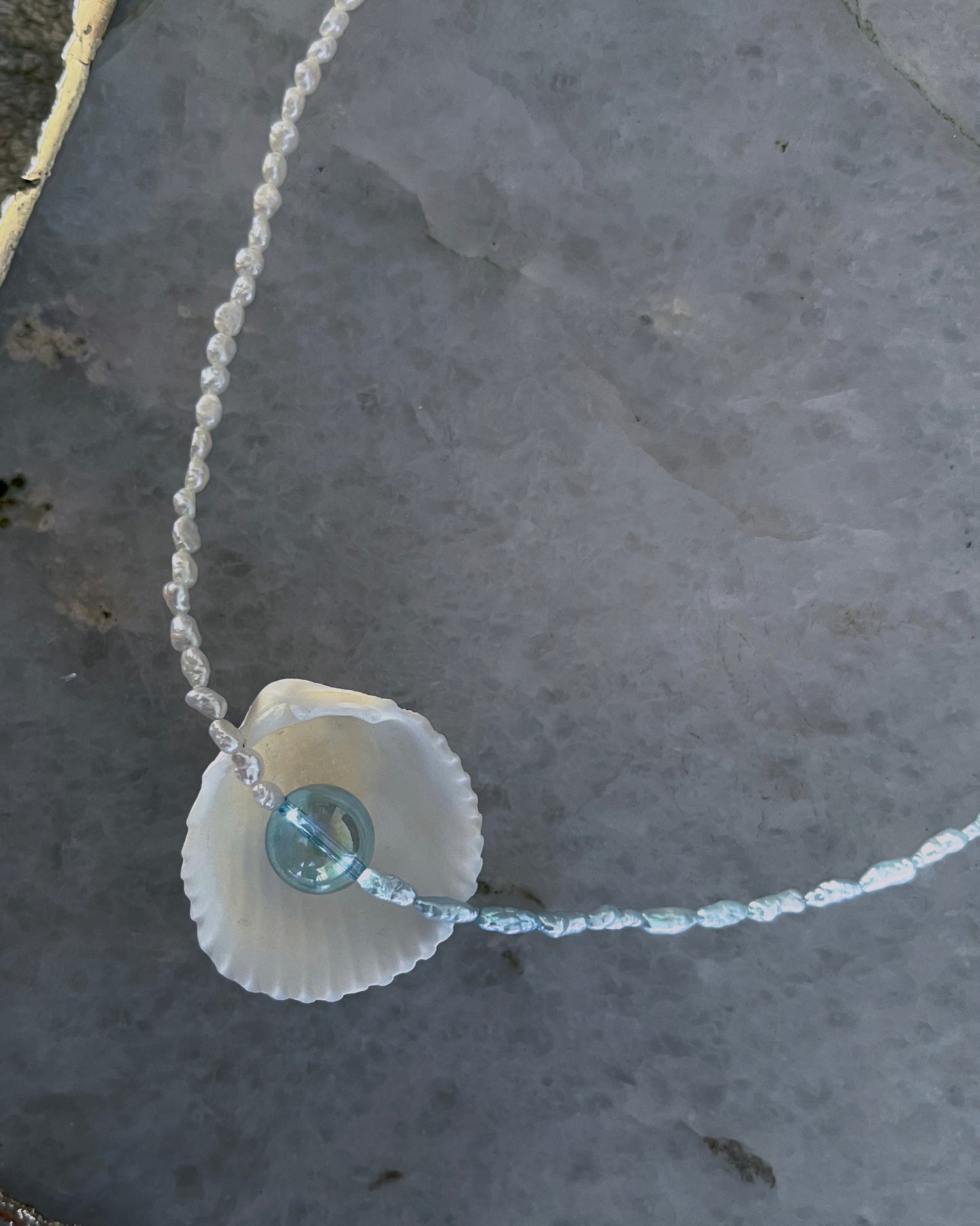 Daughter of the Sea Necklace ⋄ Aqua Aura Quartz & Pearls