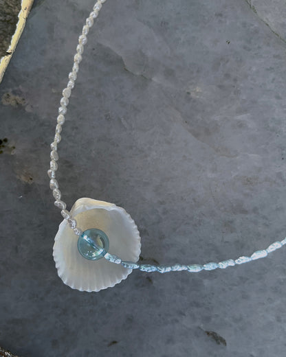 Daughter of the Sea Necklace ⋄ Aqua Aura Quartz & Pearls