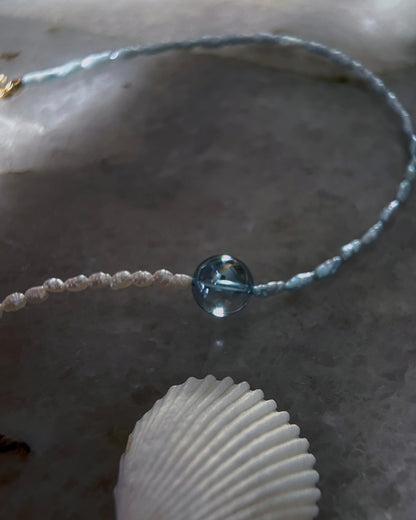 Daughter of the Sea Necklace ⋄ Aqua Aura Quartz & Pearls