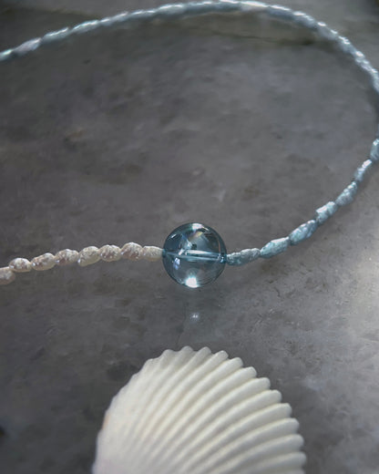 Daughter of the Sea Necklace ⋄ Aqua Aura Quartz & Pearls