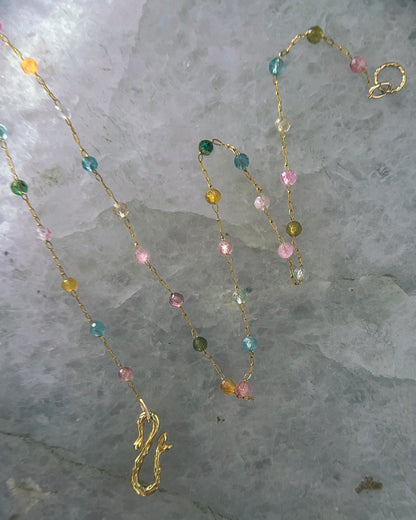 Honey Nectar Dewdrops Chain Necklace ⋄ Tourmaline