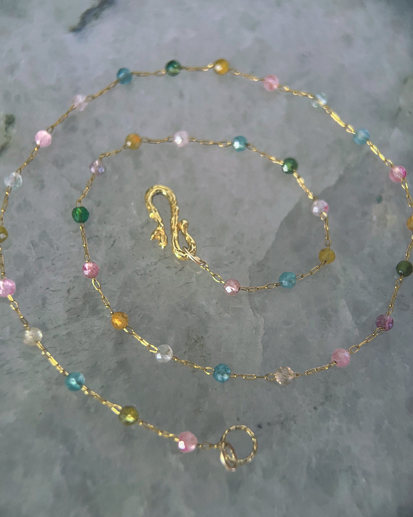 Honey Nectar Dewdrops Chain Necklace ⋄ Tourmaline