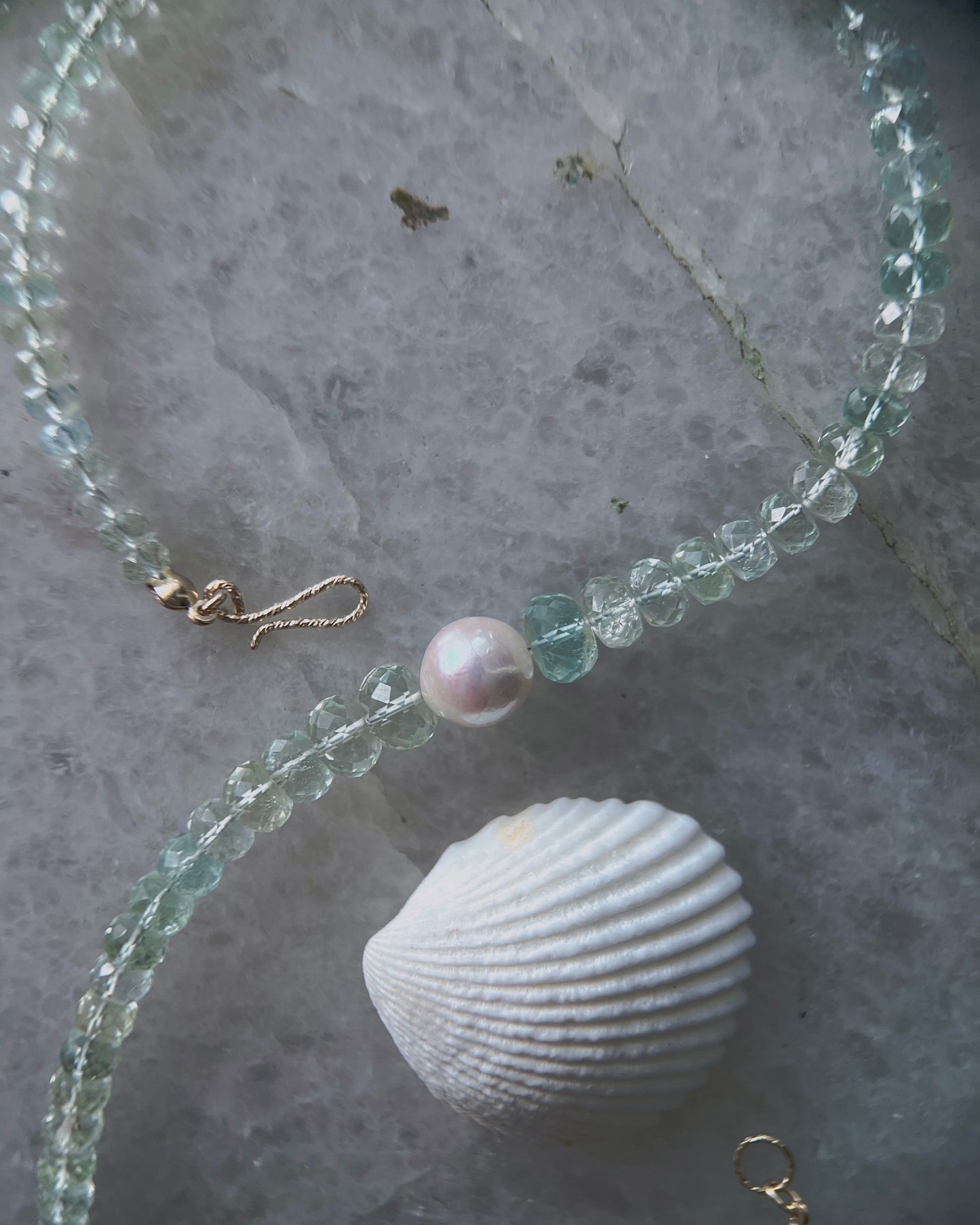 Water Nymph Necklace ⋄ Aquamarine & Pearl