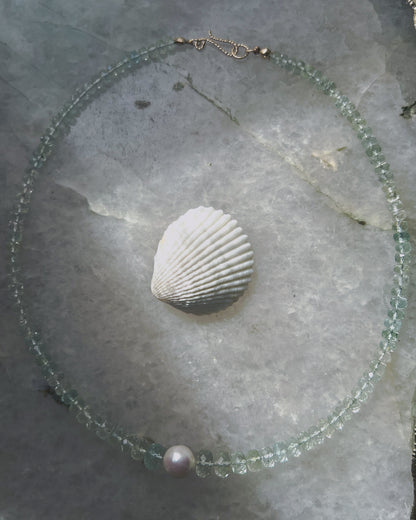 Water Nymph Necklace ⋄ Aquamarine & Pearl