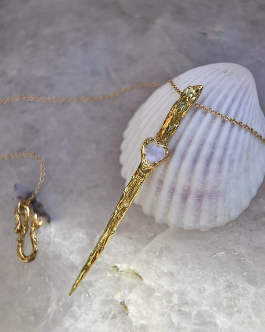 Mermaid’s Dagger Pendant ⋄ Lavender Moon Quartz ⋄ Gold Vermeil